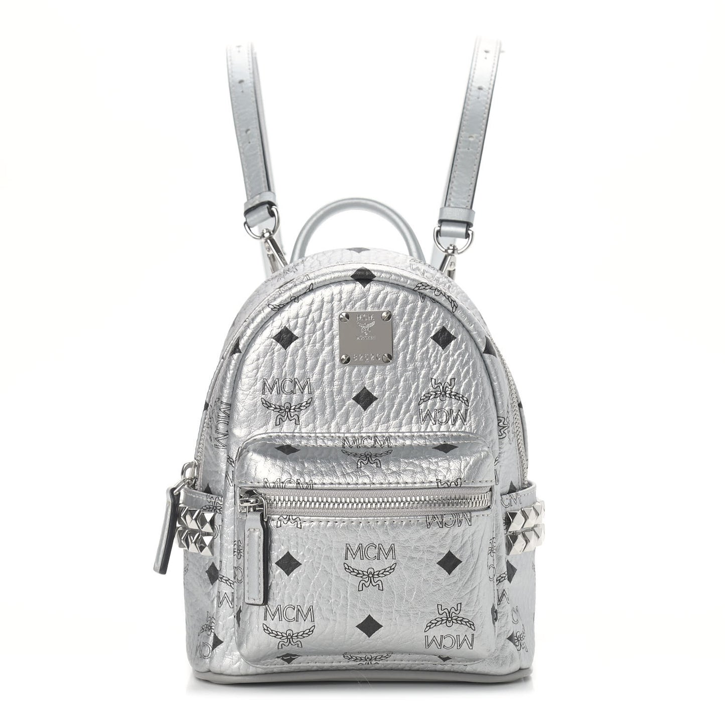 Metallic Visetos Studded X-Mini Bebe Boo Backpack Silver