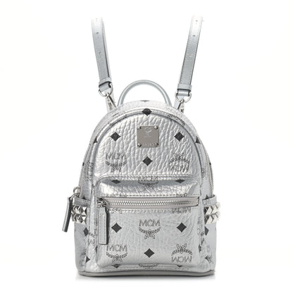 MCM Metallic Visetos Studded X-Mini Bebe Boo Backpack Silver 1 of 11