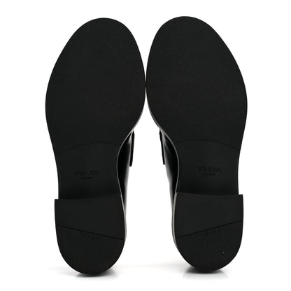 Prada Spazzolato Metal Triangle Logo 50mm Loafers 39 Black 6 of 15