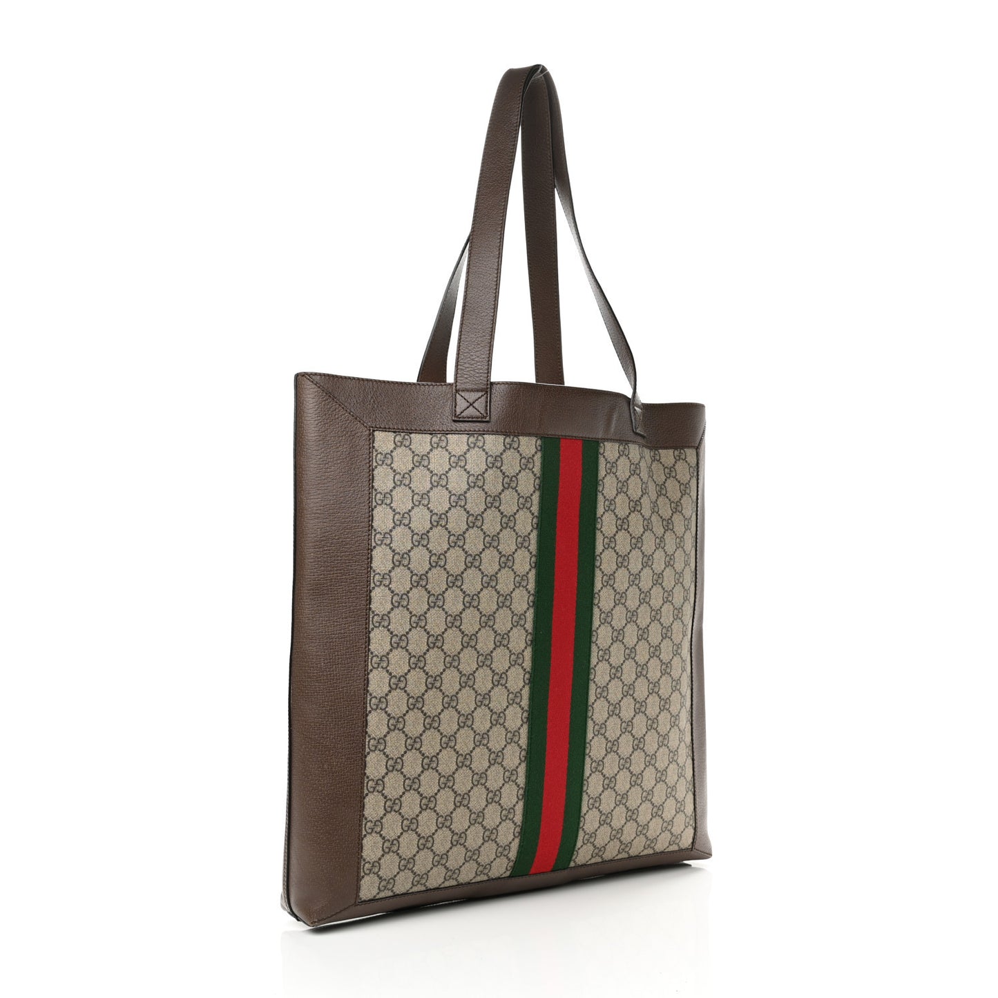 GG Supreme Monogram Web Large Ophidia Vertical Shopping Tote Brown