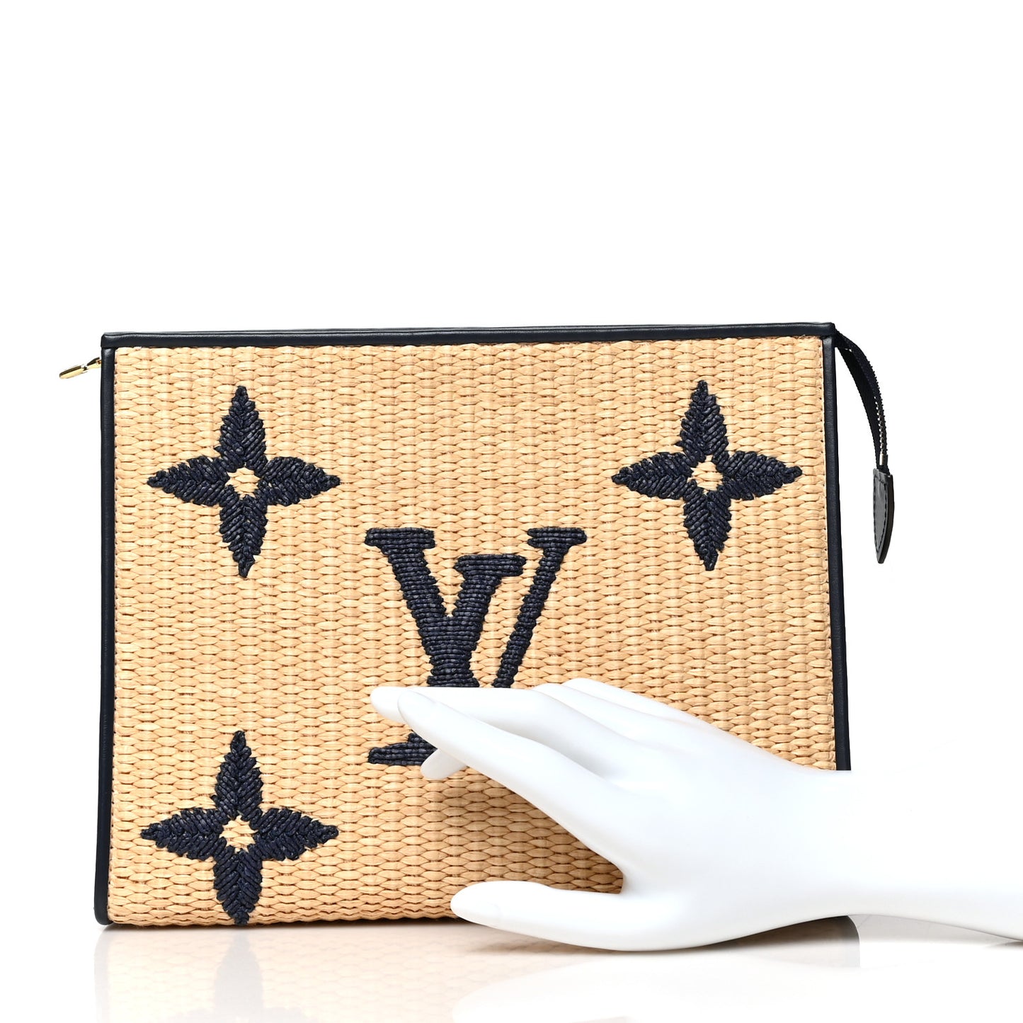 Raffia Calfskin Monogram Giant Toiletry Pouch 26 Blue