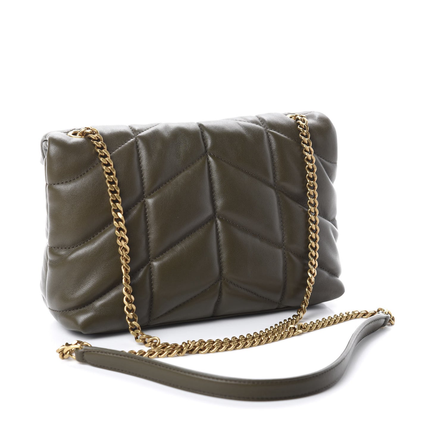 Lambskin Quilted Toy Loulou Puffer Monogram Chain Satchel Seaweed