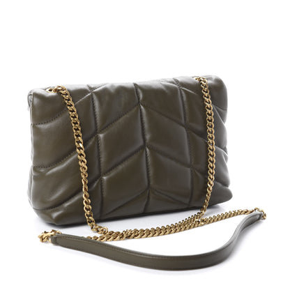Saint Laurent Lambskin Quilted Toy Loulou Puffer Monogram Chain Satchel Seaweed 3 of 12