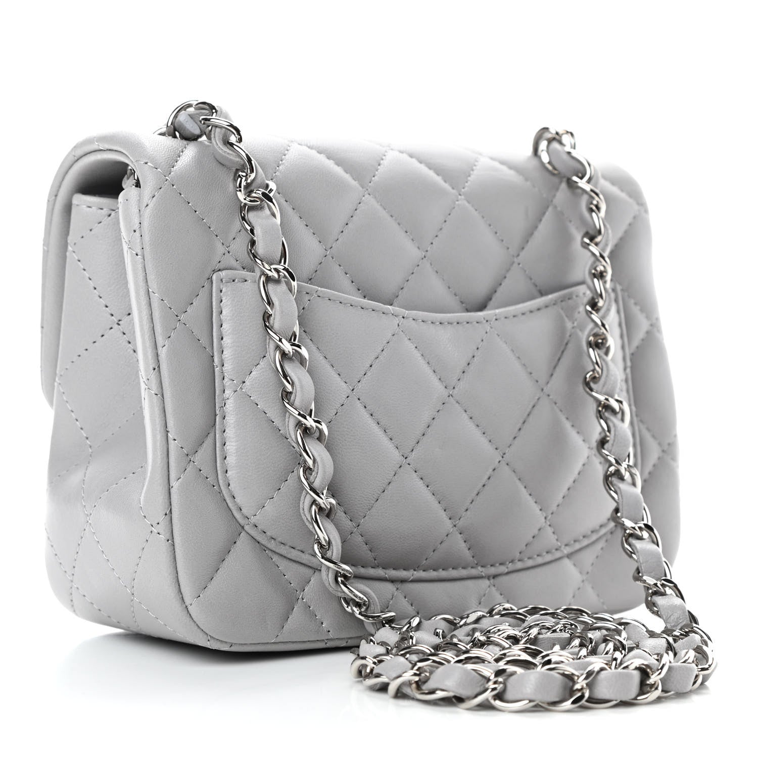 Chanel Lambskin Quilted Mini Square Flap Light Grey 2 of 4