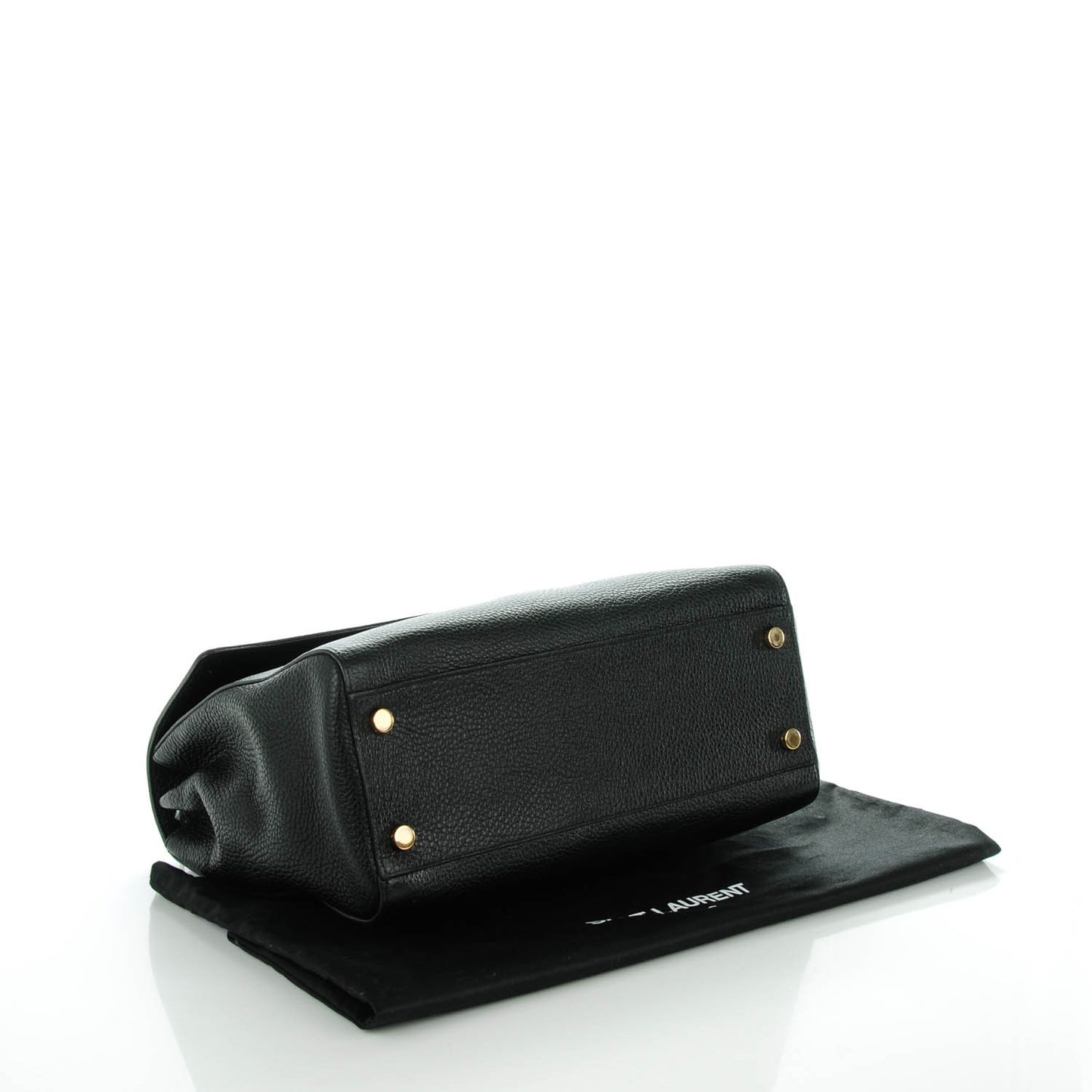Grained Calfskin Medium Moujik Top Handle Bag Black