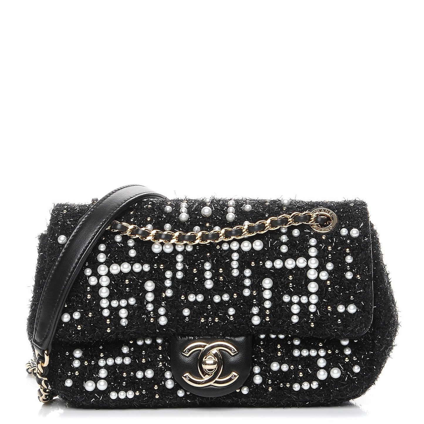 Tweed Pearl Small Cosmos Flap Black