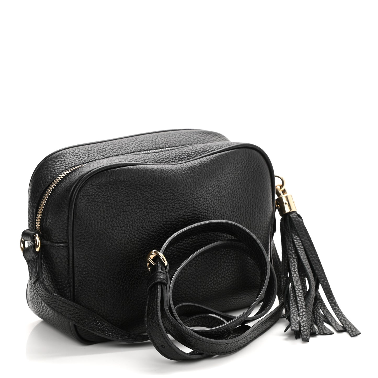 Pebbled Calfskin Small Soho Disco Bag Black