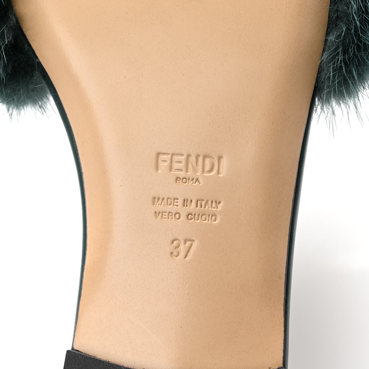 Fendi Mink FF Baguette Slide Sandals 37 Sage 1735780 – FASHIONPHILE