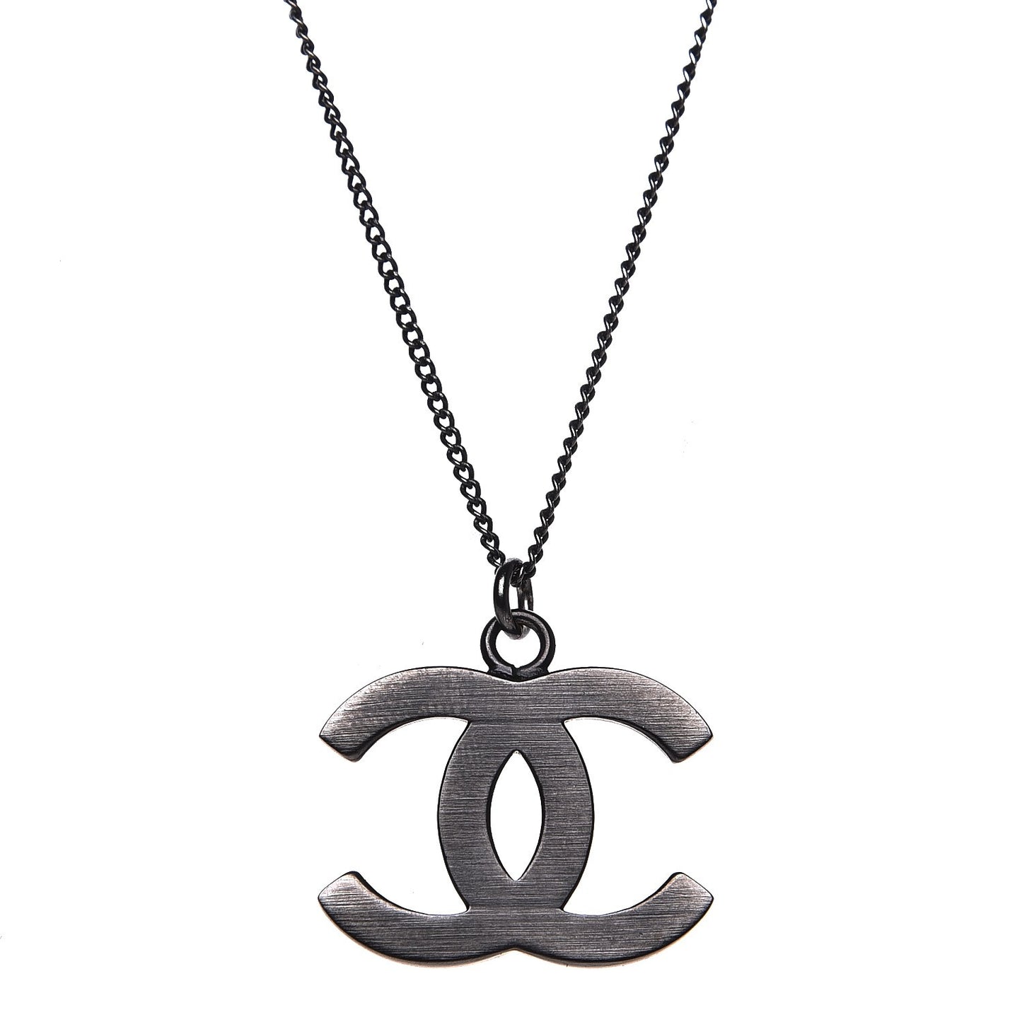Ruthenium Baguette Crystal CC Necklace Black
