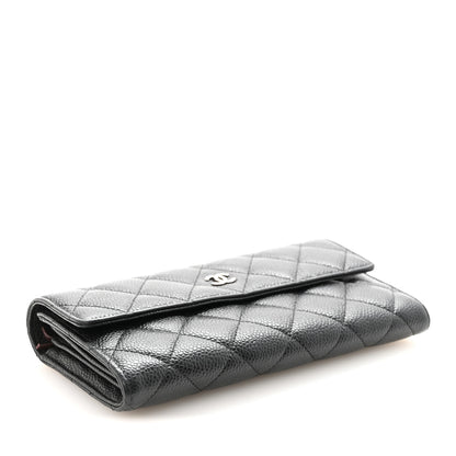 Chanel Caviar Quilted Large Gusset Flap Wallet Black 4 of 9