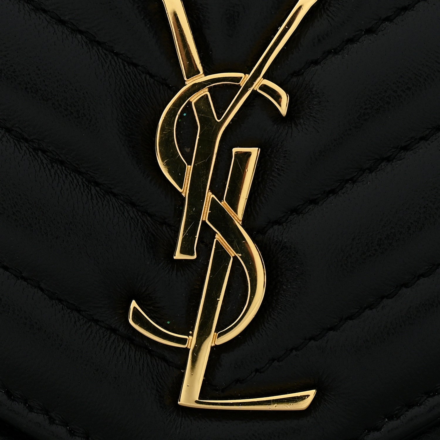 Saint Laurent Lambskin Matelasse Chevron Monogram Envelope Chain Wallet Black 12 of 12