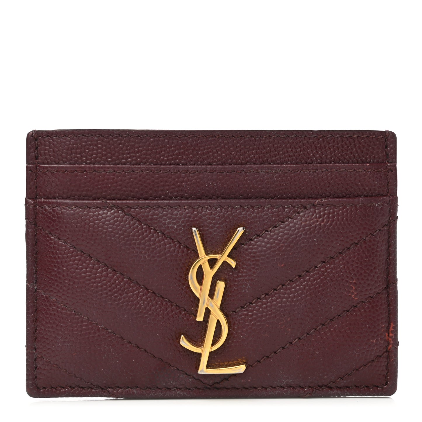 Grain De Poudre Matelasse Chevron Cassandre Credit Card Case Bordeaux