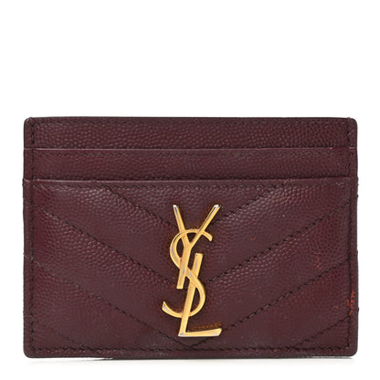 Saint Laurent Grain De Poudre Matelasse Chevron Cassandre Credit Card Case Bordeaux 1 of 7
