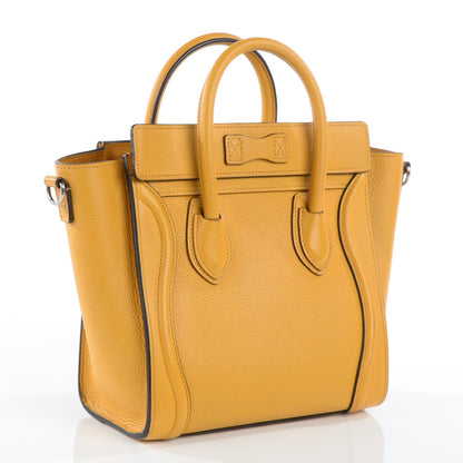 Celine Drummed Calfskin Nano Luggage Ocre 3 of 8