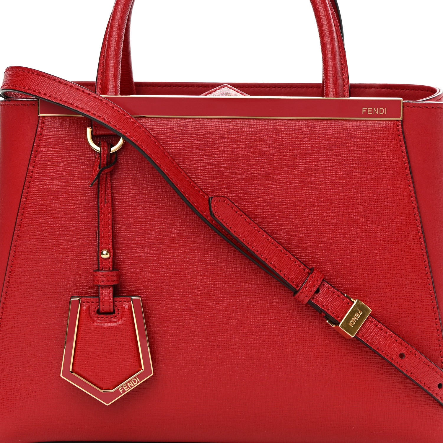 Fendi Vitello Elite Flamingo Petite 2Jours Tote Mattone 8 of 12