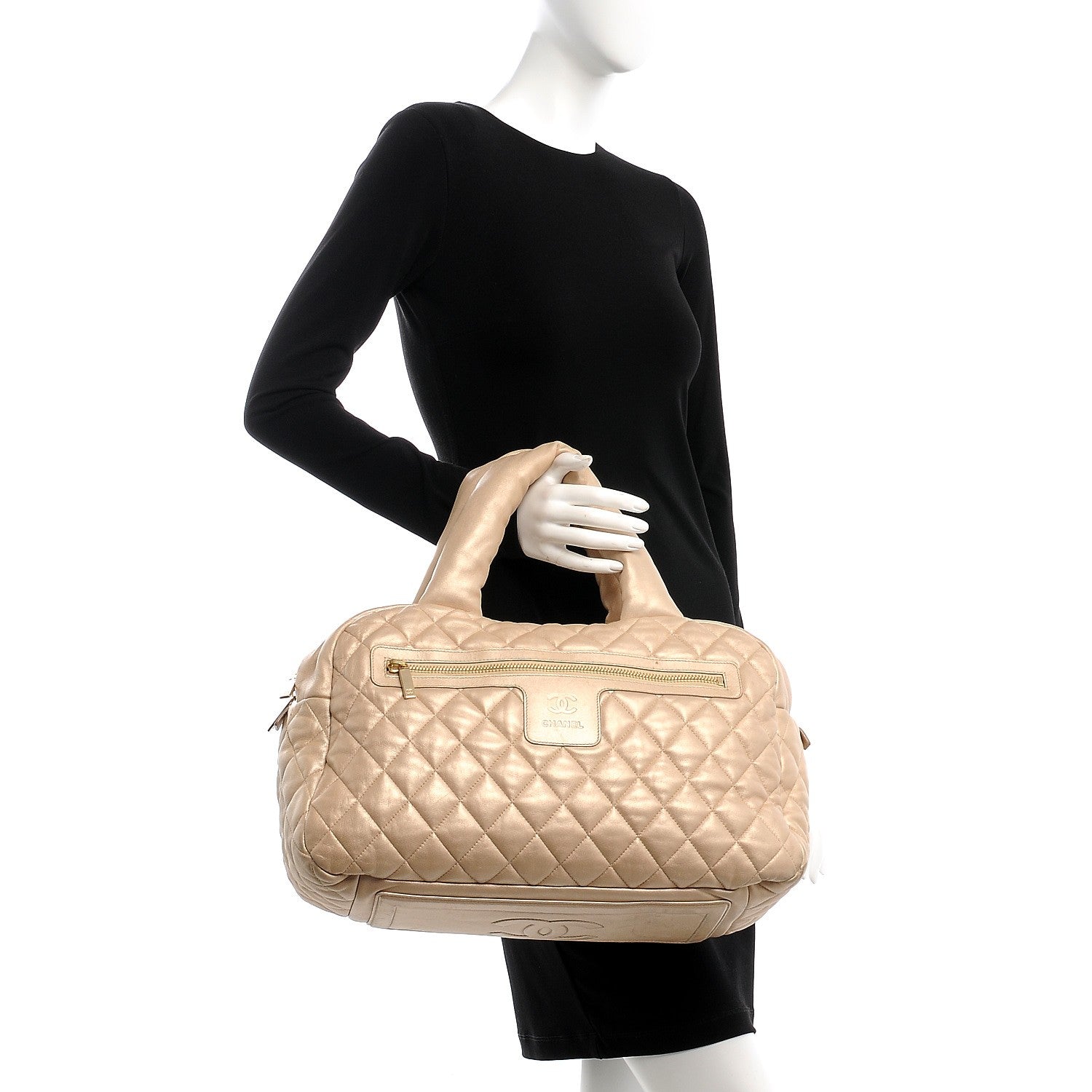 Chanel Metallic Lambskin Coco Cocoon Bowler Light Gold 2 of 16