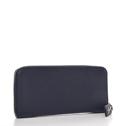 Saint Laurent Grained Calfskin Rive Gauche Zip Around Wallet Deep Marine 3 of 9