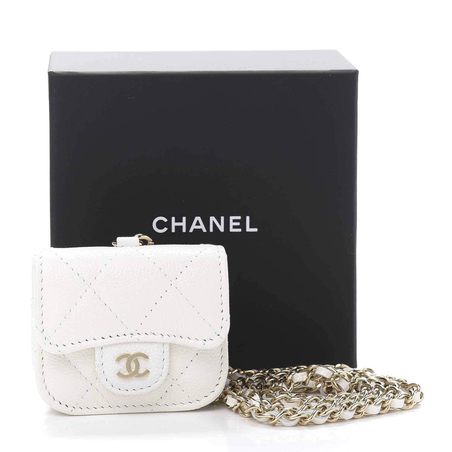 Chanel Caviar Quilted Airpods Pro Case White 651480 Chanel Caviar Quilted Airpods Pro Case White 651480