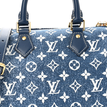 Louis Vuitton Monogram Jacquard Denim Speedy Bandouliere 25 Bleu 8 of 10