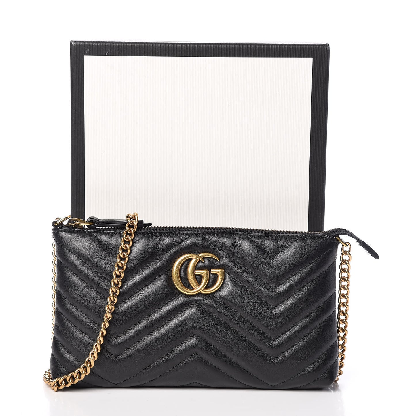 Calfskin Matelasse Mini GG Marmont Chain Bag Black