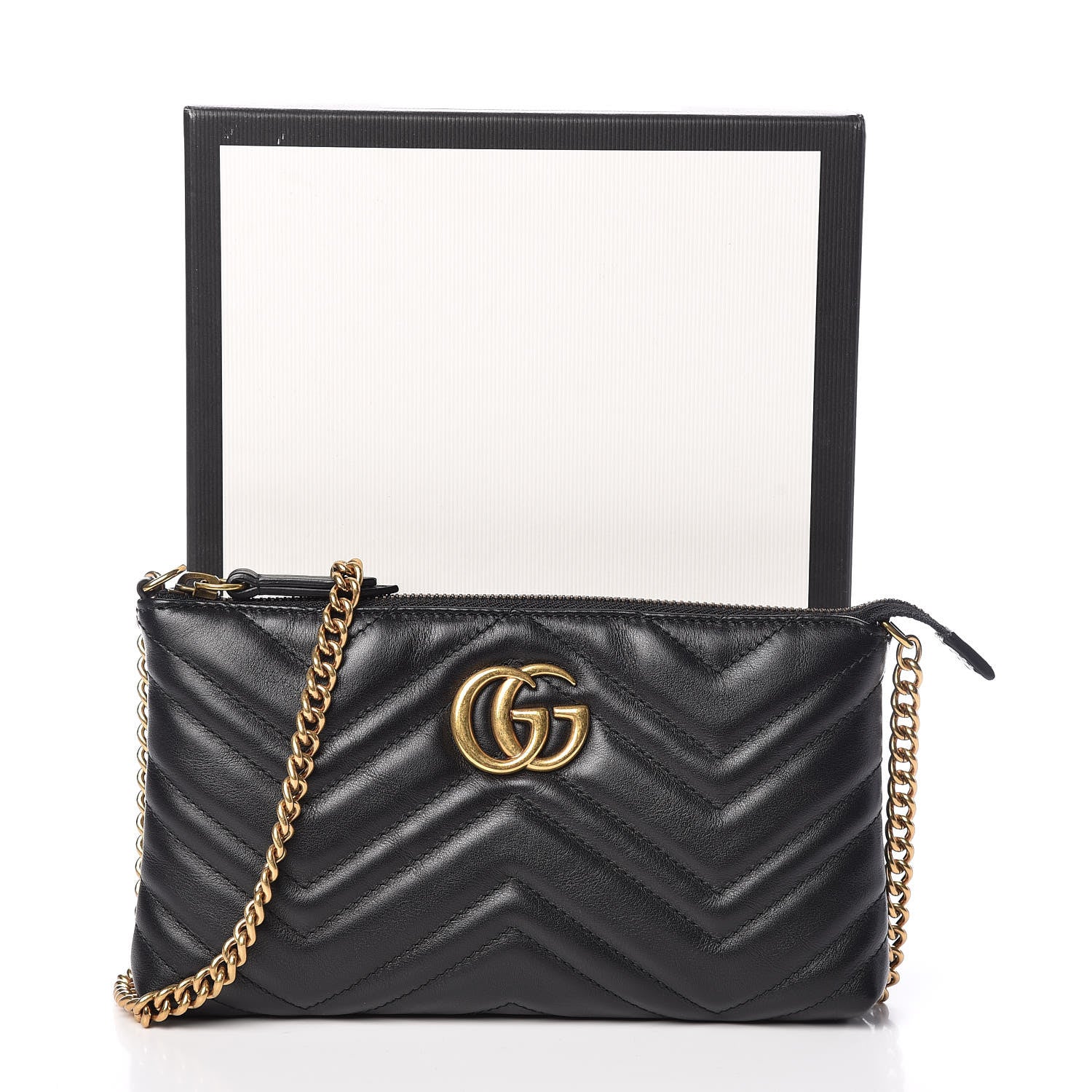 Gucci Calfskin Matelasse Mini GG Marmont Chain Bag Black 9 of 9