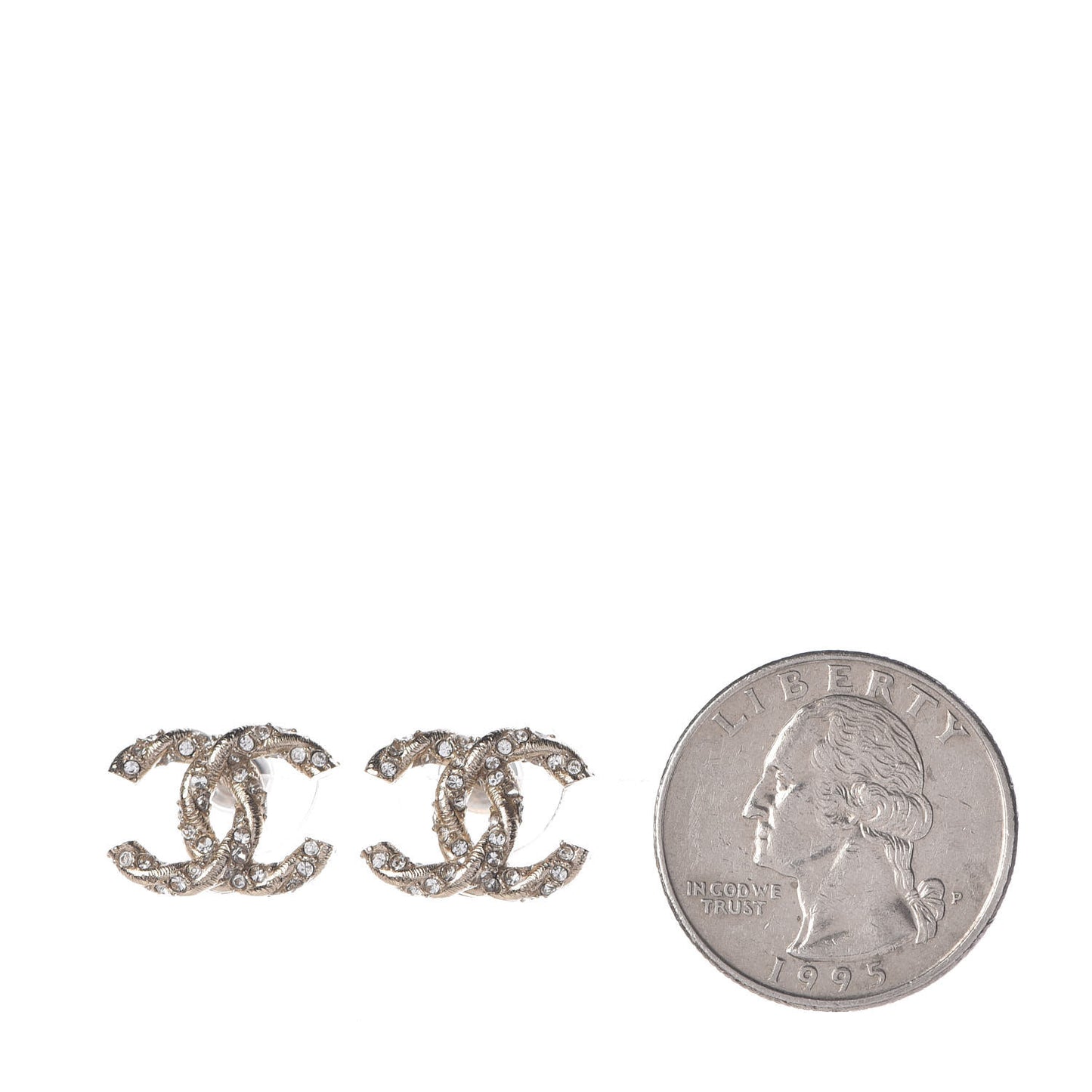 Crystal Twisted CC Earrings Gold