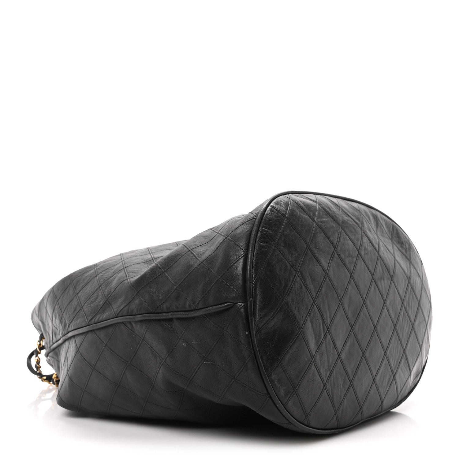 Chanel Lambskin Quilted Drawstring Bucket Bag Black 4 of 11