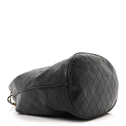 Chanel Lambskin Quilted Drawstring Bucket Bag Black 4 of 11