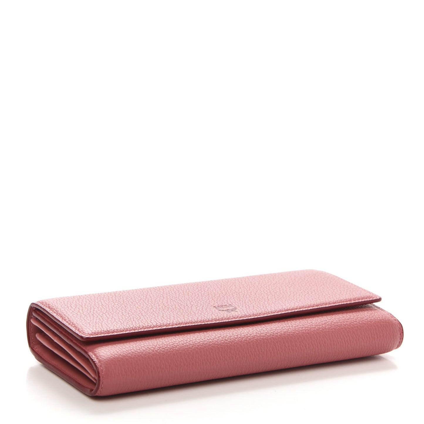 Grained Calfskin Large Tri-Fold Flap Wallet Coral Blush