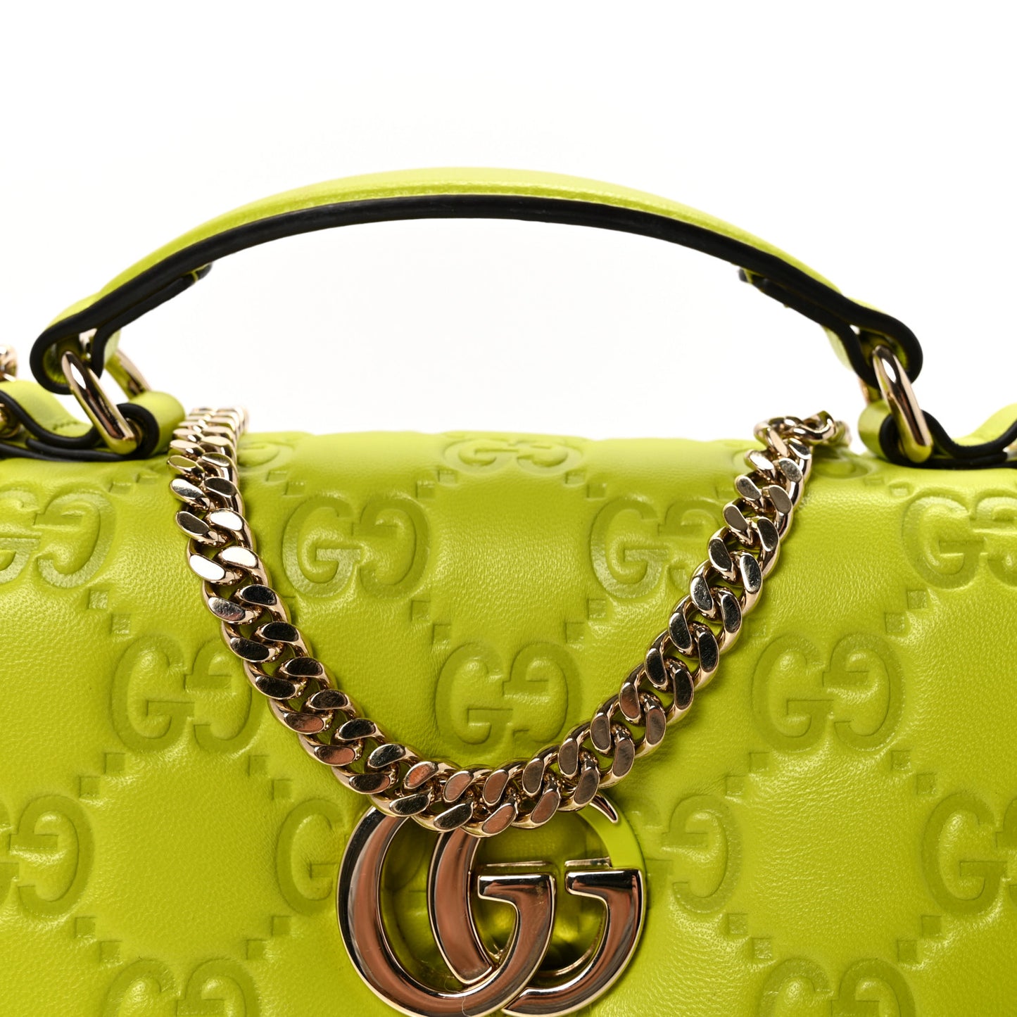 Lambskin Embossed Mini GG Milano Top Handle Shoulder Bag Light Green