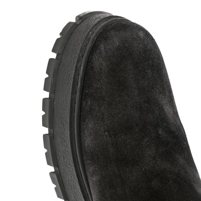 Prada Suede Shearling Logo Ankle Boots 39.5 Black 9 of 10
