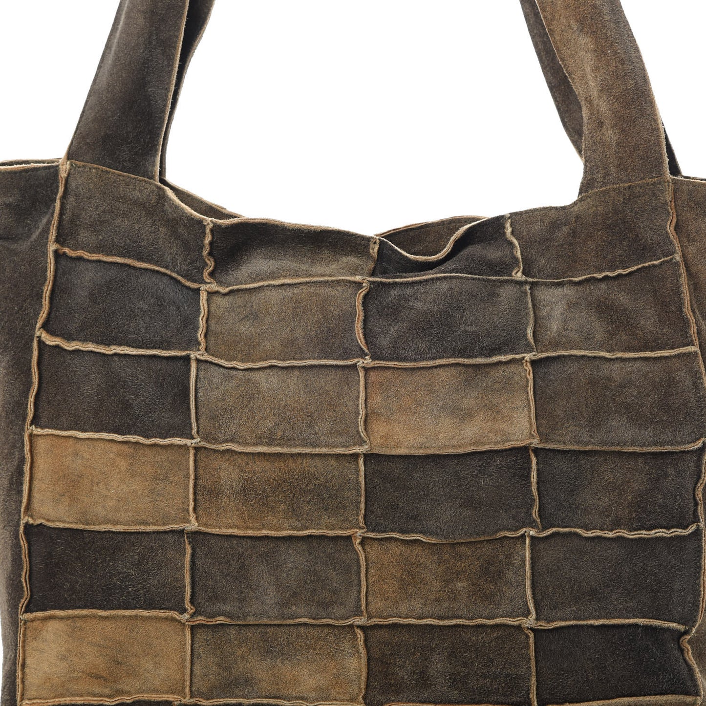Suede Patchwork Shoulder Bag Brown