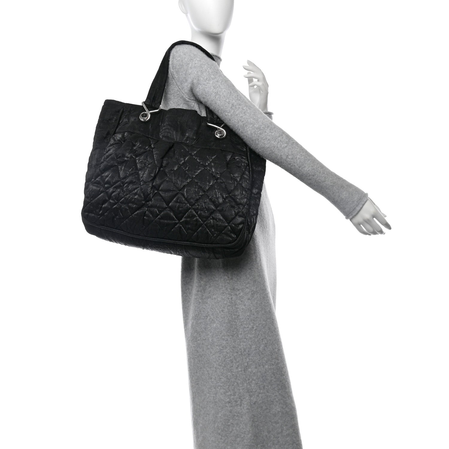 Chanel Crinkled Coated Canvas Le Marais Large Tote Black 2 of 12