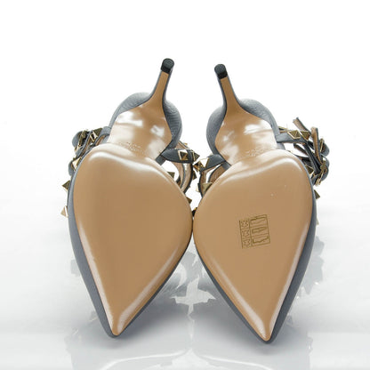 Valentino Garavani Pebbled Calfskin Rockstud Ankle Strap 65mm Pumps 36.5 Sky Sorbet 4 of 6
