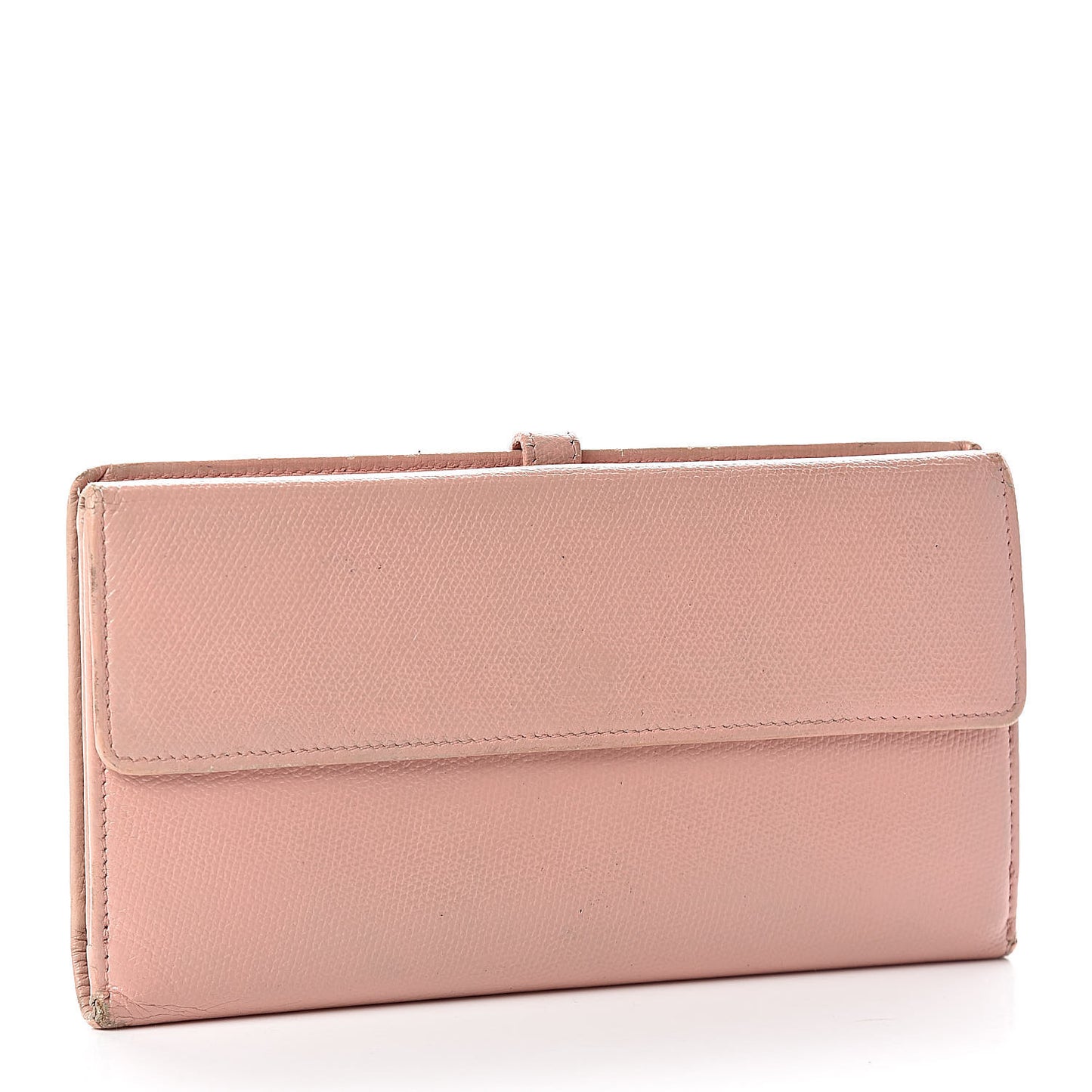 Grained Calfskin CC Button Wallet Pink