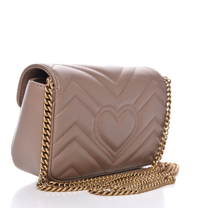 Gucci Calfskin Matelasse Super Mini GG Marmont Shoulder Bag Porcelain Rose 3 of 11