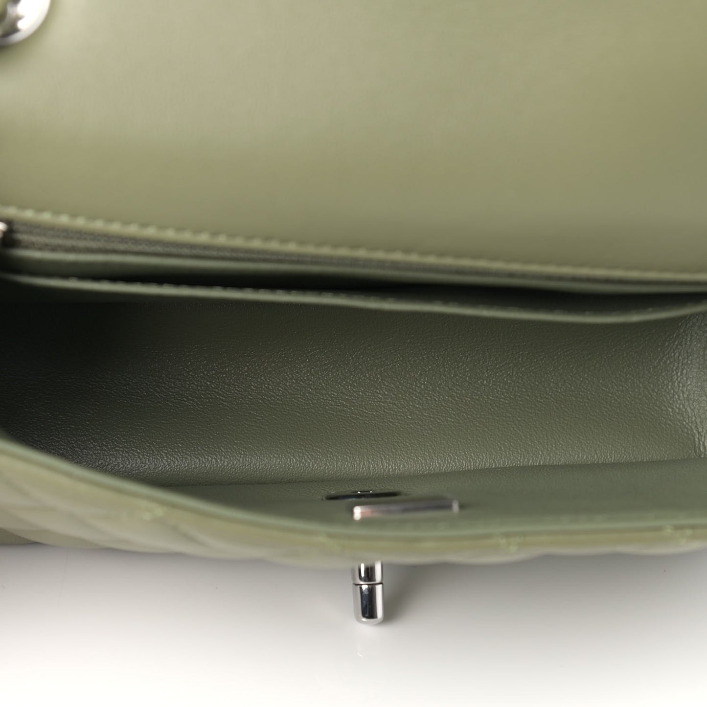 Lambskin Quilted Mini Rectangular Flap Green
