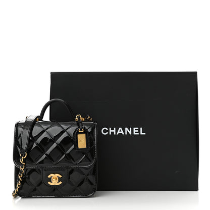 Chanel Patent School Memory Mini Top Handle Flap Black 10 of 10