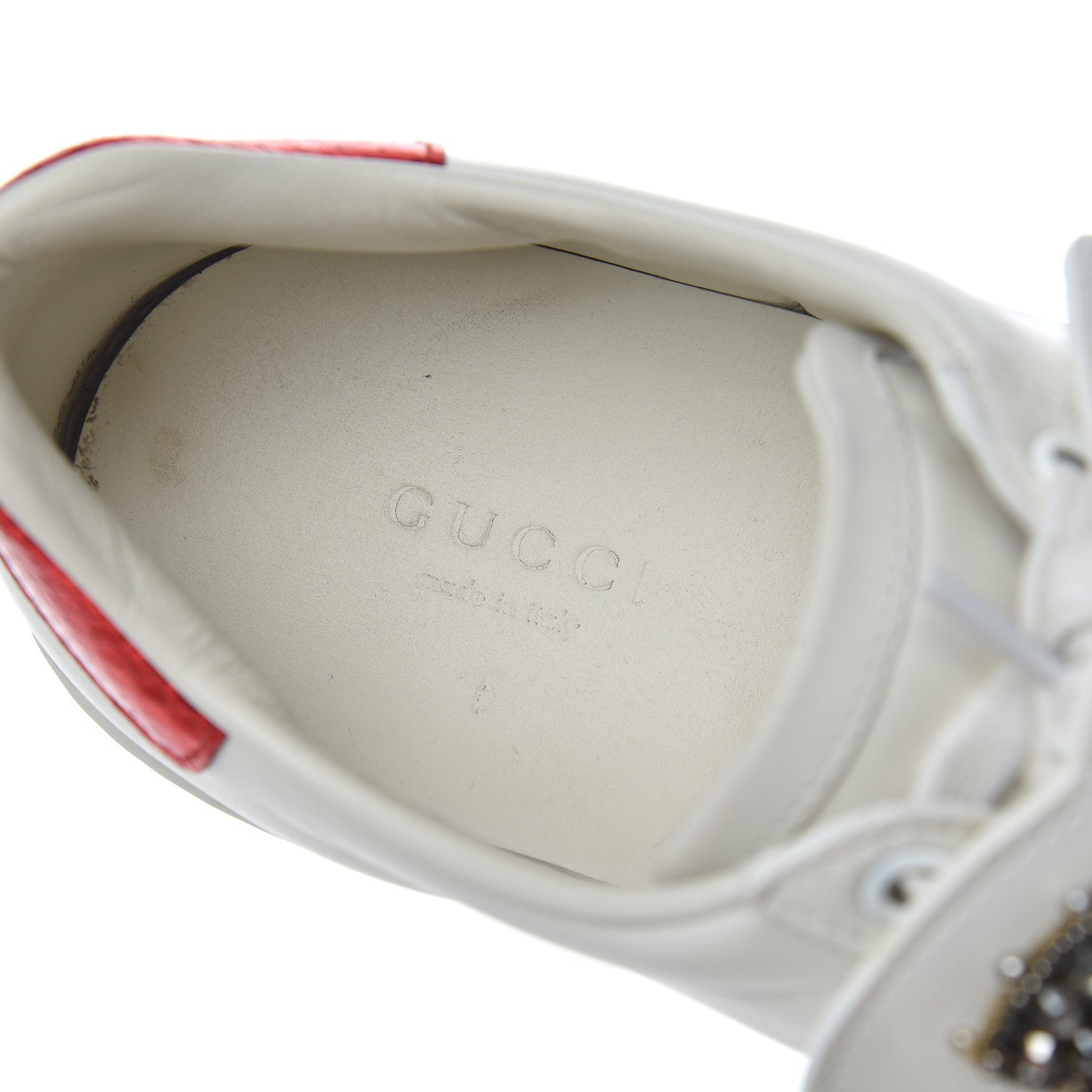 Gucci Calfskin Ayers Web Womens Ace Bow Lace Sneakers 37.5 White 6 of 21