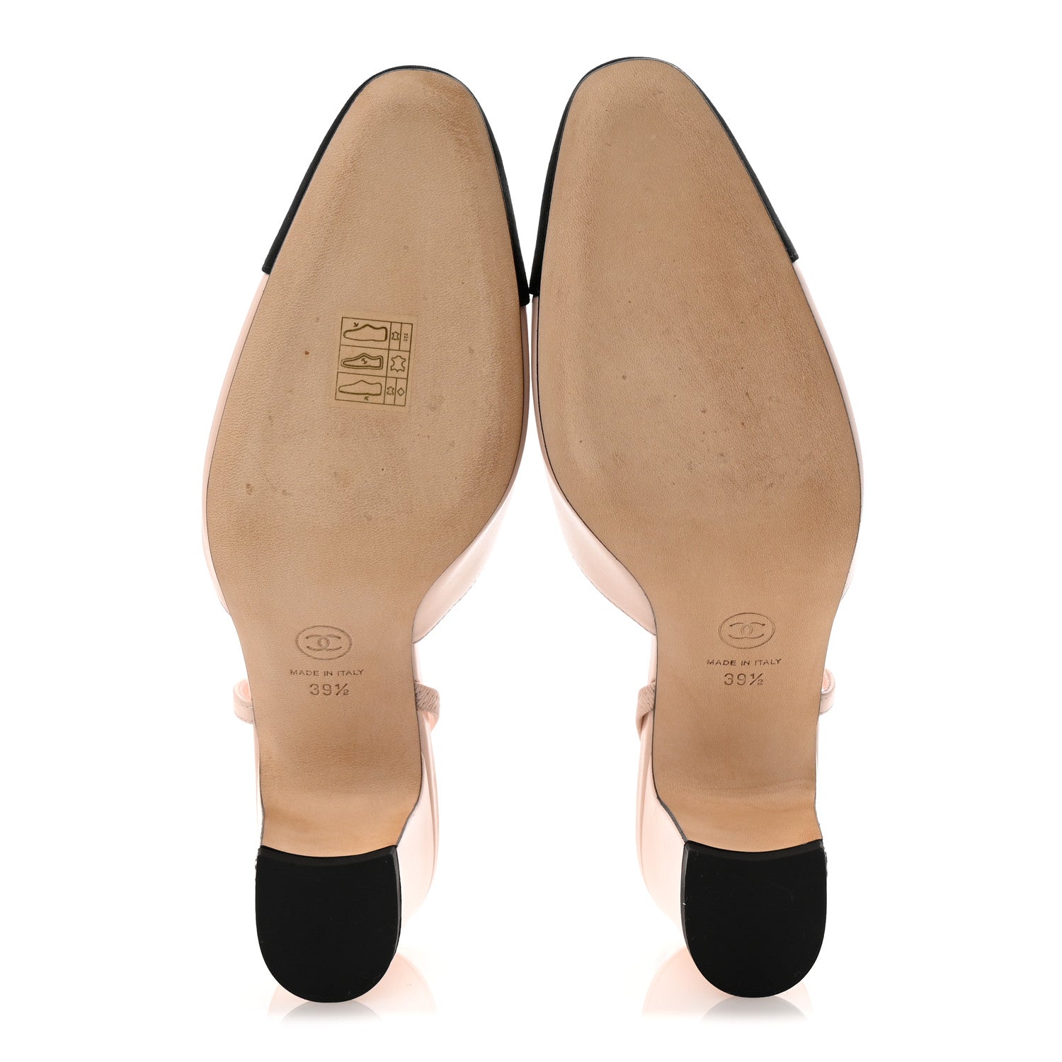 Chanel Calfskin Grosgrain Cap Toe CC Slingback Pumps 39.5 Light Pink Black 6 of 10