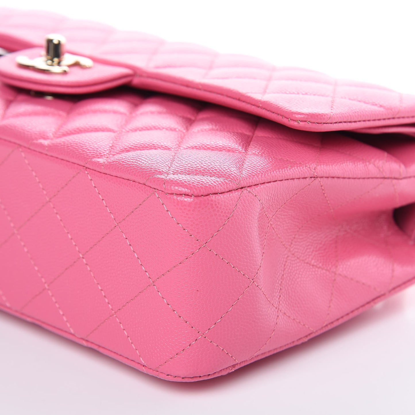 Caviar Quilted Medium Double Flap Pink