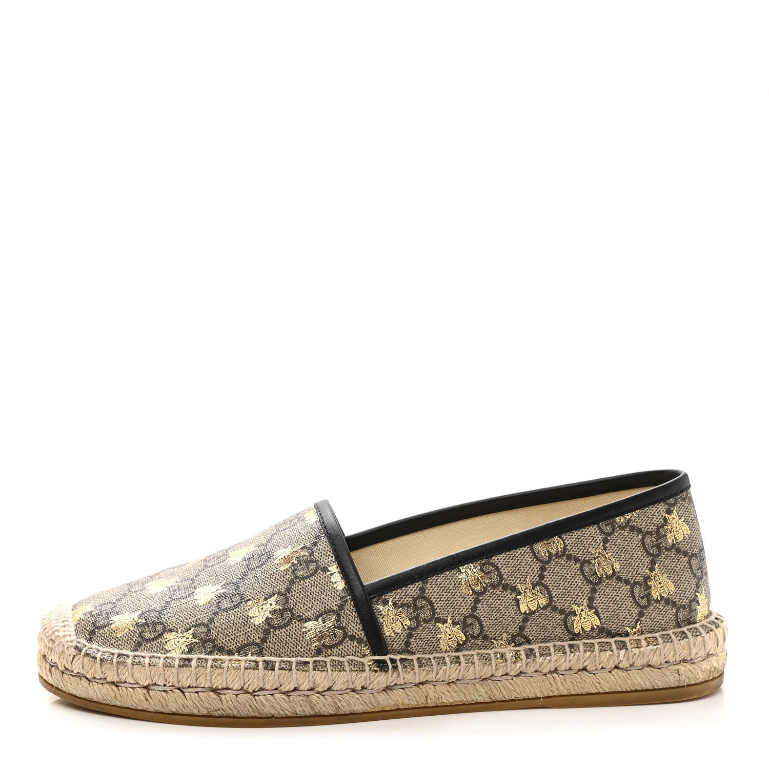 Gucci GG Supreme Monogram Bees Espadrille Flats 40 Beige Ebony Oro Black 1 of 10