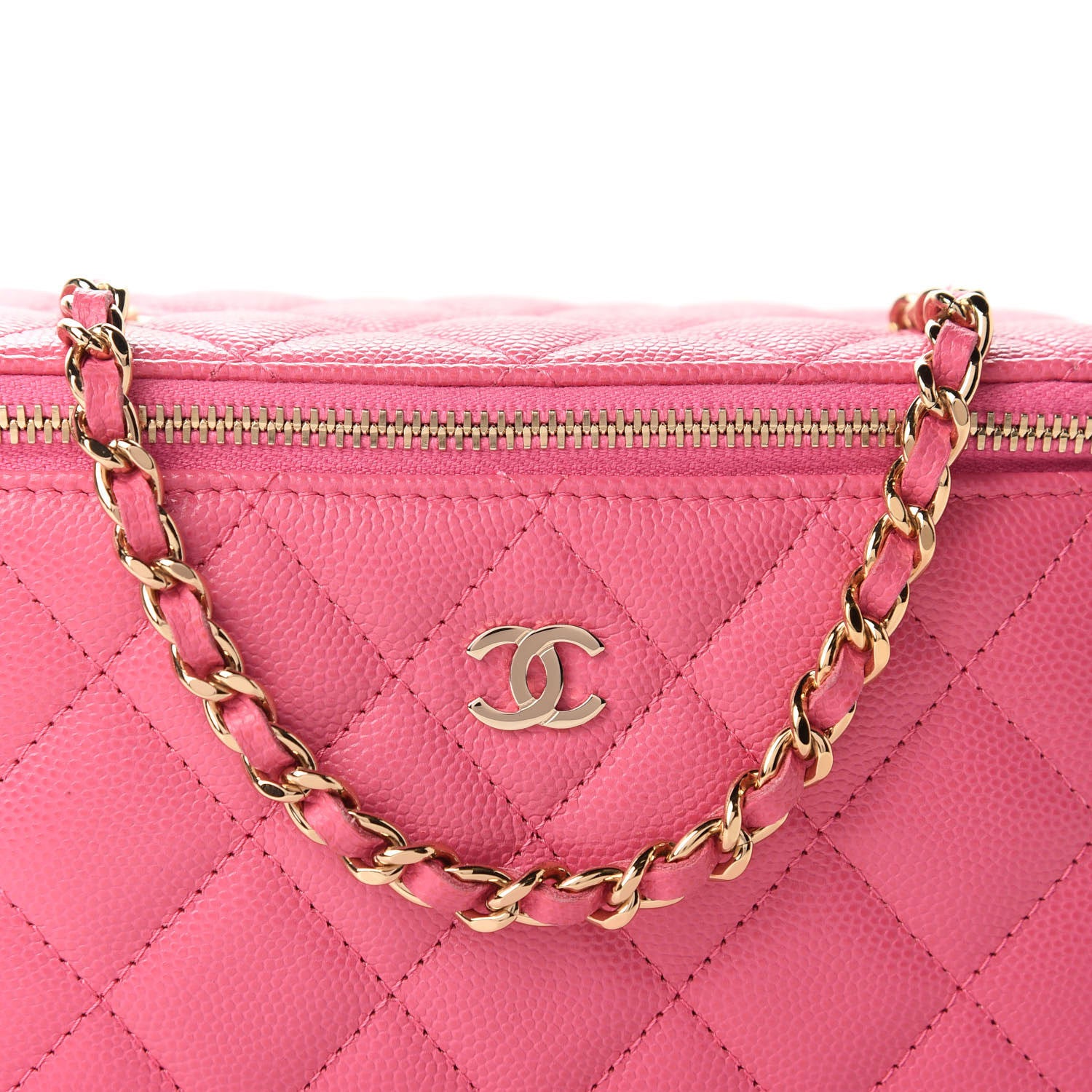 Chanel Caviar Quilted Small Vanity Case With Chain Pink 10 of 11