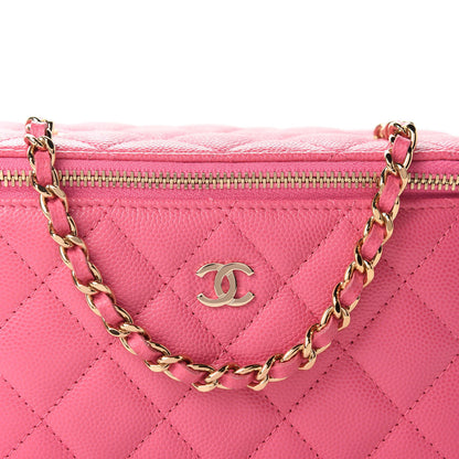 Chanel Caviar Quilted Small Vanity Case With Chain Pink 10 of 10