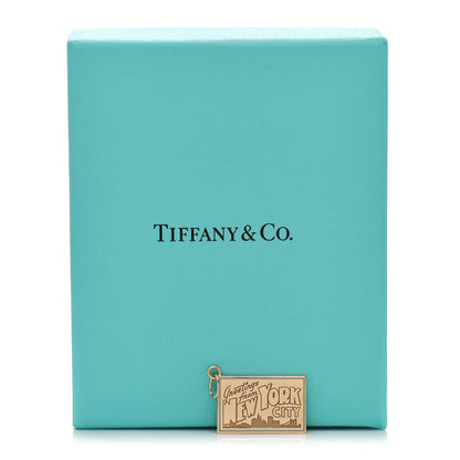 Tiffany 18K Yellow Gold Enamel New York City Postcard Charm Blue 4 of 4