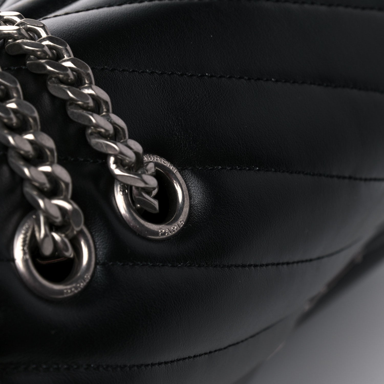 Saint Laurent Calfskin Y Quilted Monogram Large Loulou Chain Satchel Black 15 of 17