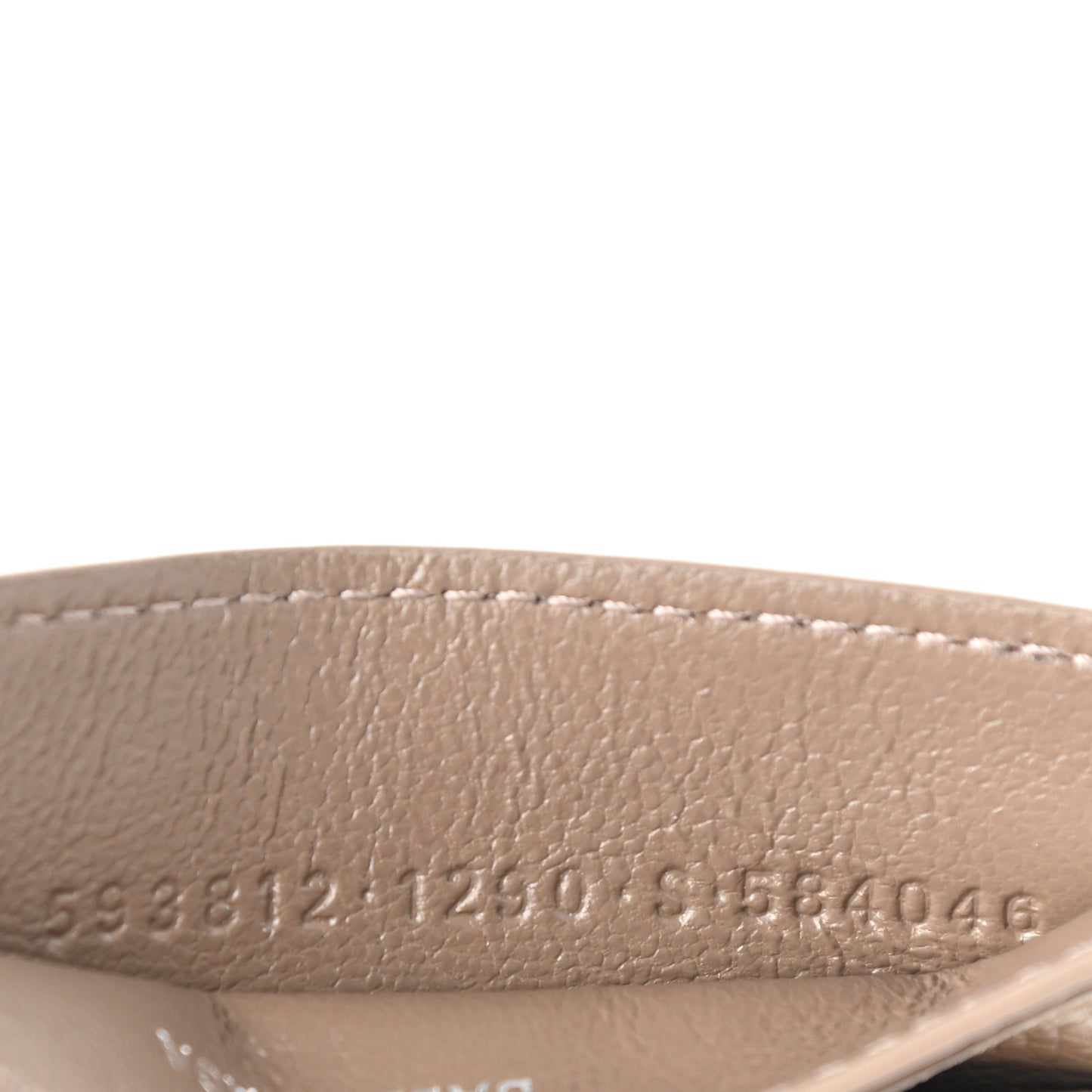 Grained Calfskin Logo Cash Rounded Card Holder Mink Grey White