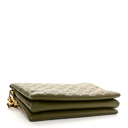 Louis Vuitton Lambskin Embossed Monogram Coussin MM Khaki 4 of 11