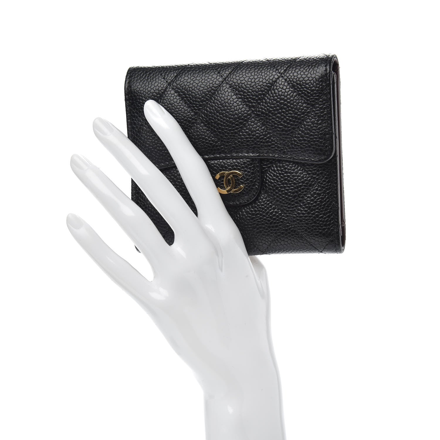 Chanel Caviar Quilted Compact Flap Wallet Black 2 of 7