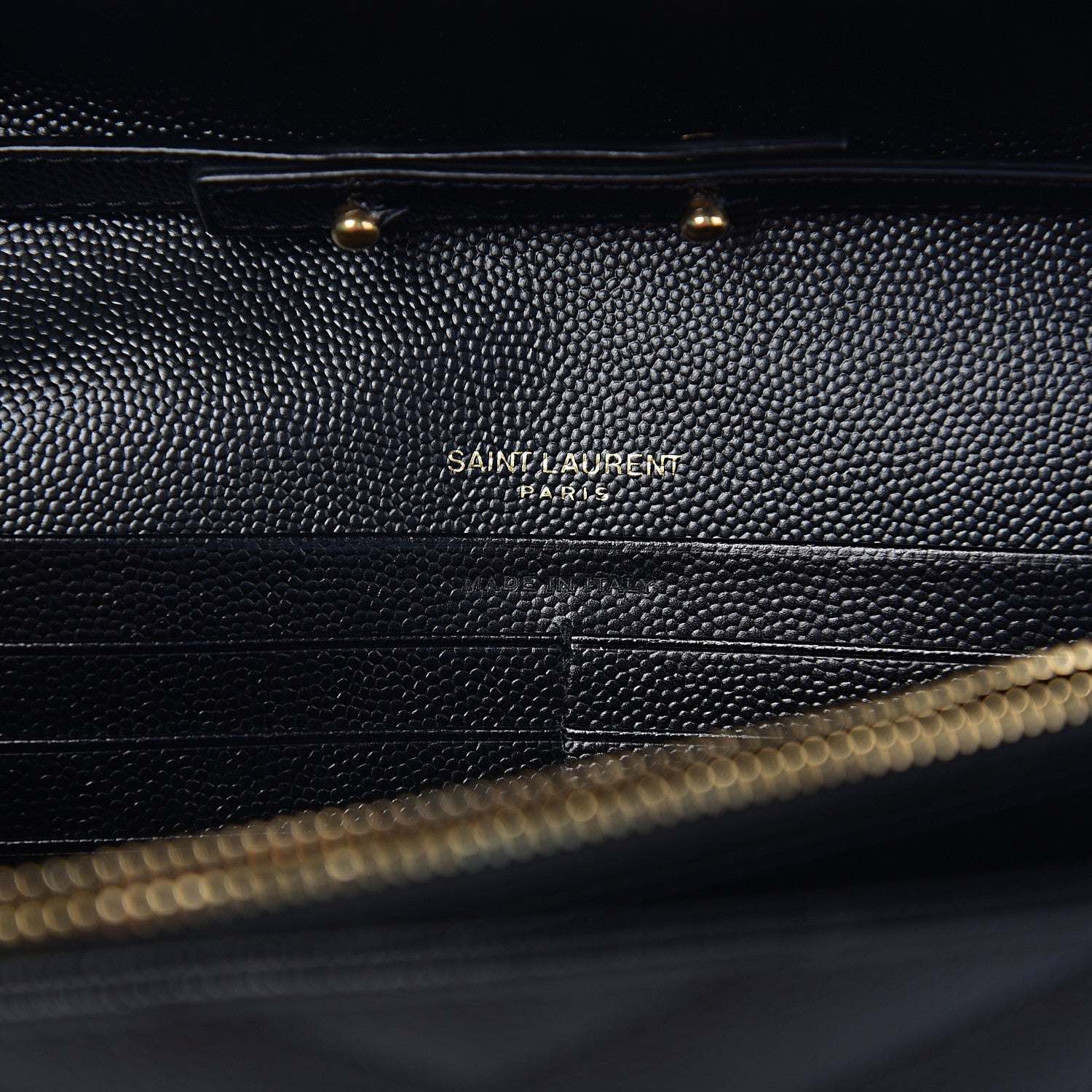 Saint Laurent Grain De Poudre Matelasse Chevron Monogram Chain Wallet Black 5 of 10